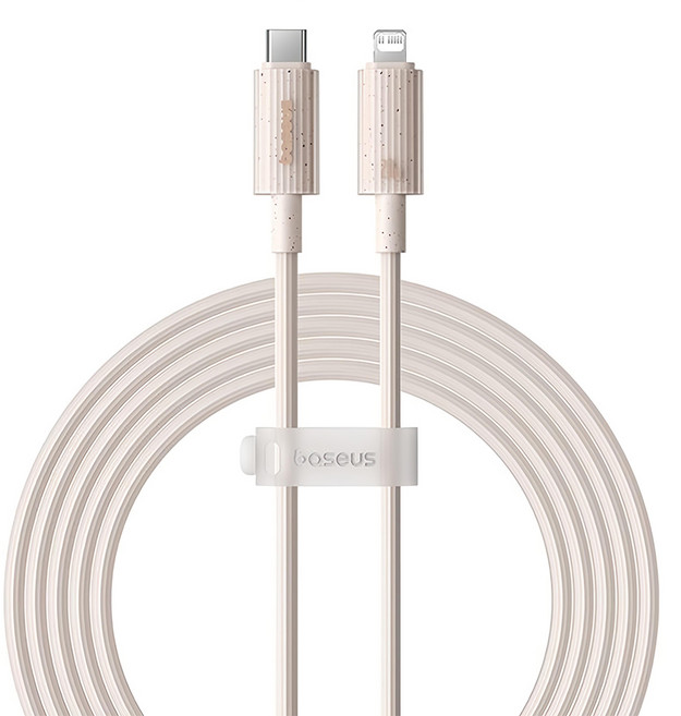 Baseus 倍思 環保系列 快充傳輸線 Type-C-iPhone 20W, 2m, 秸稈粉, 1條