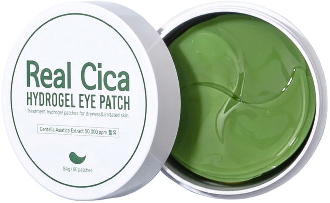 Prreti 韓國原廠直供 Real Cica 積雪草水凝膠眼膜, 60片, 1罐