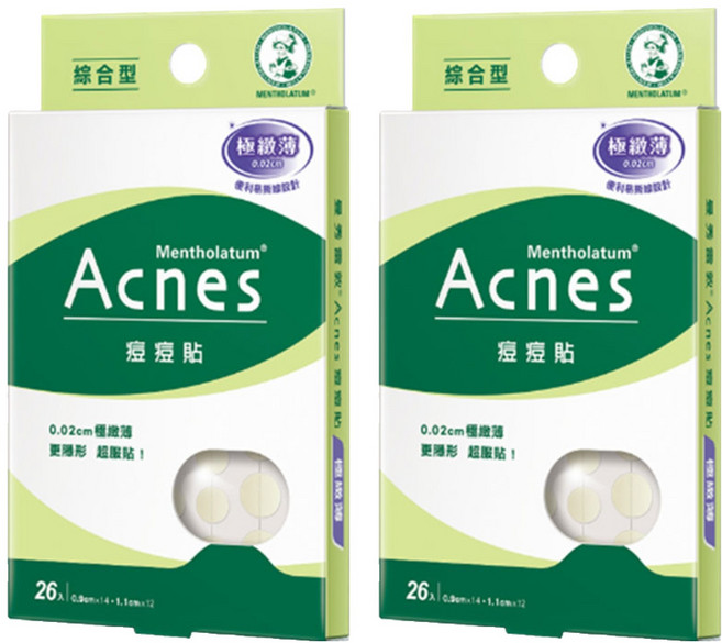 MENTHOLATUM 曼秀雷敦 Acnes 台灣公司貨 痘痘貼 極致薄綜合型, 26片, 2盒