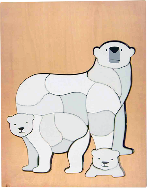 eguchitoys 動物拼圖 木質立體拼圖 25 x 20 x 2.5cm 北極熊 8歲以上, 1盒, 21塊