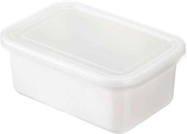 SHIMOYAMA 日系純白風長方形琺瑯保鮮盒(附蓋) S 550ml, 1組, 容器 + 蓋子