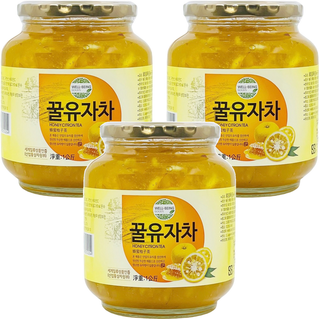 宸果 韓國 蜂蜜柚子茶, 1kg, 1入, 3罐