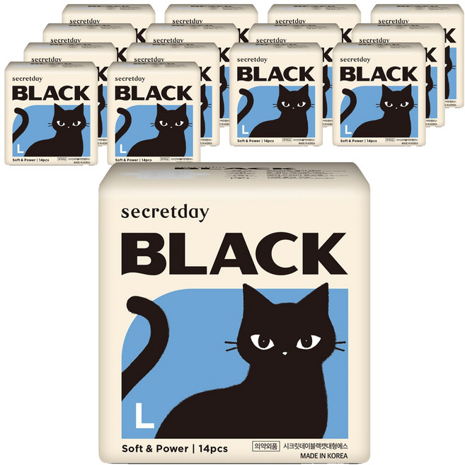 secretday Black蝶翼型衛生棉, 14入, 15個