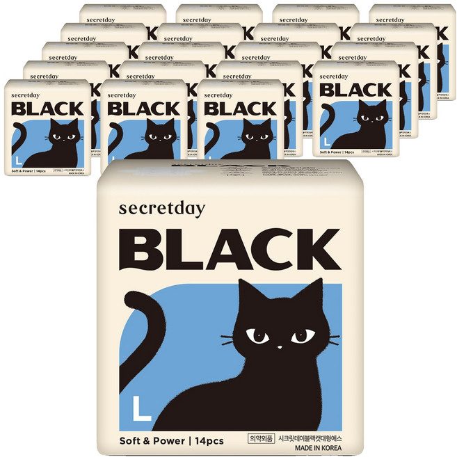 secretday Black蝶翼型衛生棉, 14入, 20個