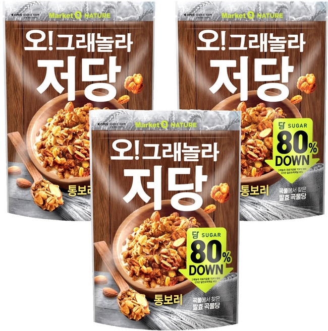 Market O NATURE Oh!美味的格蘭諾拉穀物低糖麥片, 360g, 3個