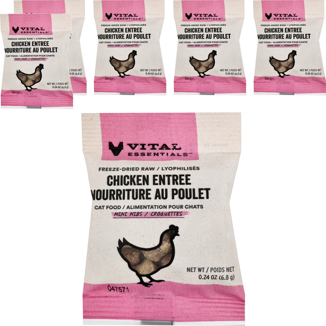 VITAL ESSENTIALS 凍乾鮮肉貓用生食餐 試吃包, 雞肉小顆粒, 0.24oz, 6包