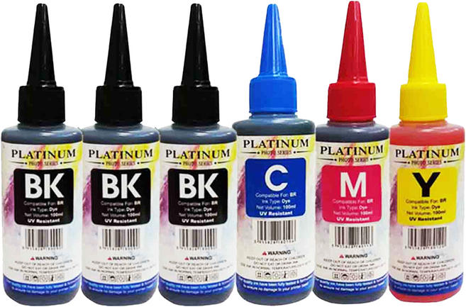 NEXTPAGE 台灣榮工 Brother 全系列 Dye Ink 可填充染料墨水瓶6件組 100ml, 黑色 + 彩色, 1組