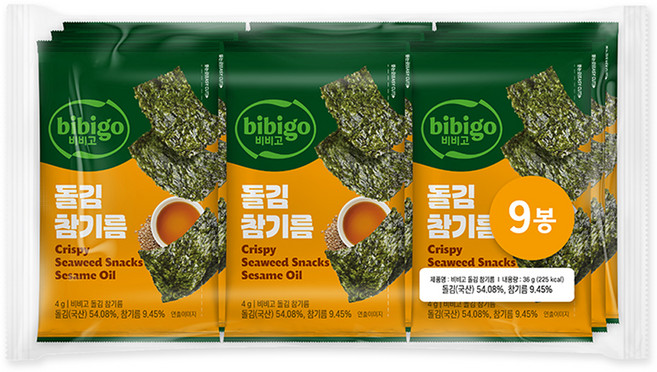 CJ bibigo 麻油巖海苔, 9個, 4g