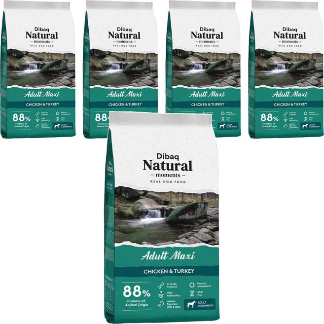 Dibaq Natural moments 自然嗑犬糧 大型成犬 關節保健配方, 雞肉 + 火雞肉, 300g, 5包