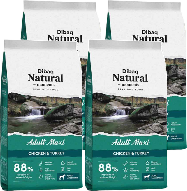 Dibaq Natural moments 自然嗑犬糧 大型成犬 關節保健配方, 雞肉 + 火雞肉, 300g, 4包