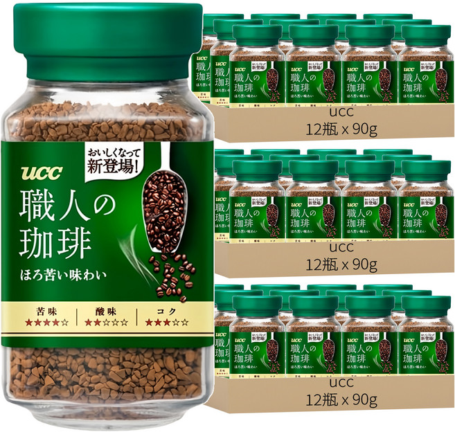 ucc 職人的珈琲 職人苦味即溶咖啡, 90g, 1入, 36瓶