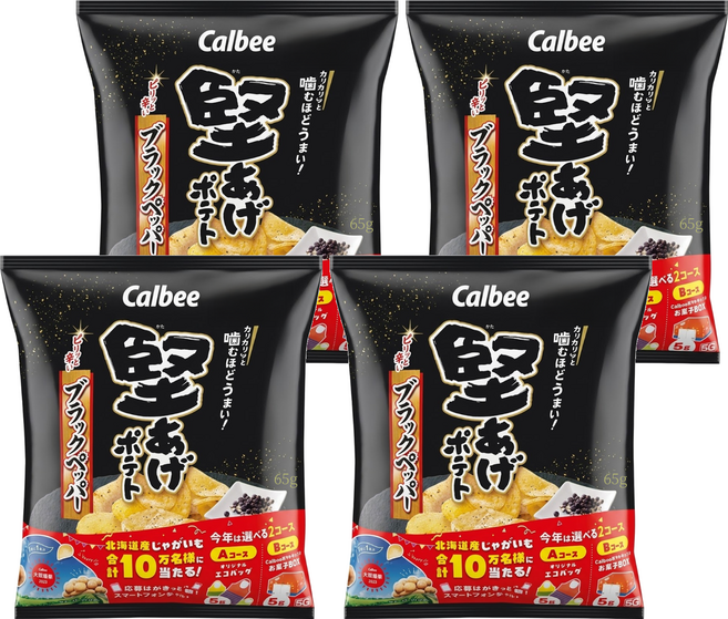 Calbee 卡樂比 Kataage Potato 堅脆洋芋片 黑胡椒風味, 65g, 4包