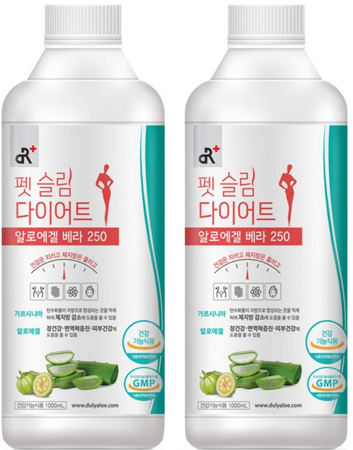 DulyAloe 藤黃果蘆薈凝膠原味倍孅飲, 1L, 2瓶
