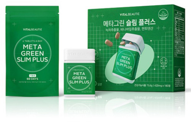 VITALBEAUTIE 綠茶&巴拿巴葉萃取美體錠 60顆入+補充包 120顆入組, 1組