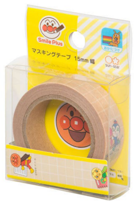sun-star ANPANMAN 麵包超人 紙膠帶 15mm, 棕色, 1個