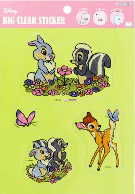 sun-star Disney 透明貼紙套組, 小鹿斑比 螢光綠, 1個