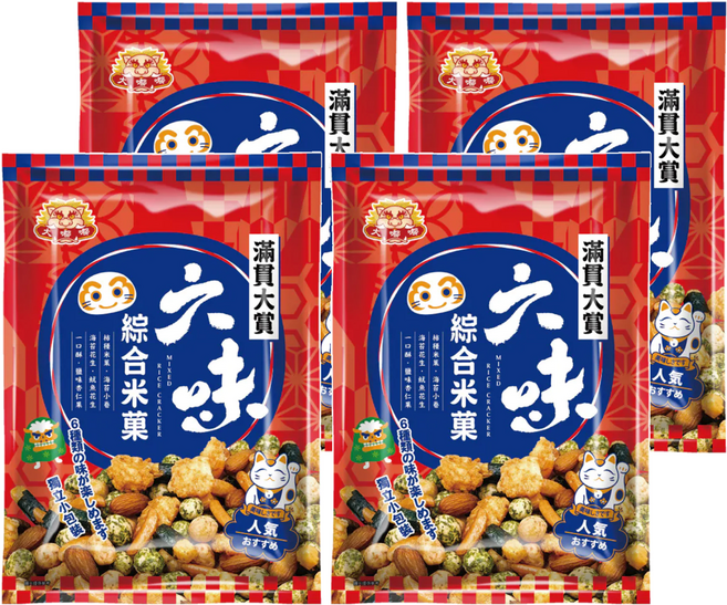 大嘟嘟 六味綜合米菓, 4個, 144g