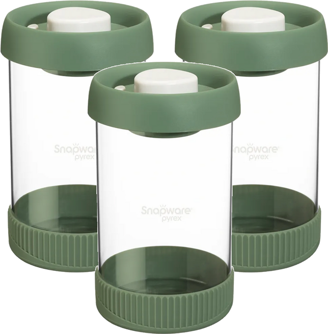 Corelle Brands 康寧餐具 Snapware 按壓真空玻璃儲物罐, 3組, 1L