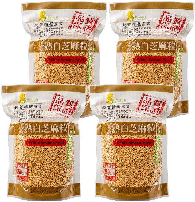 超賀 熟白芝麻粒, 250g, 4包