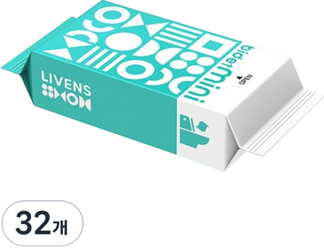 LIVENS 攜帶式超迷你口袋濕紙巾, 32包, 8張, 55g