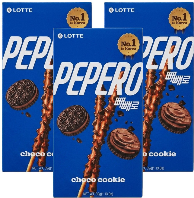 PEPERO 黑餅乾巧克力口味餅乾棒, 32g, 3盒