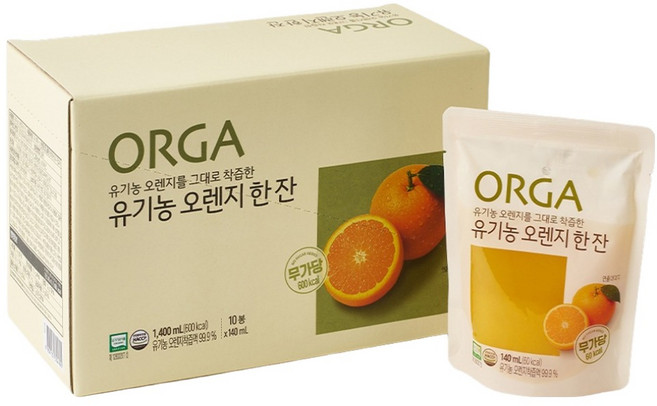 ORGA 柳橙汁隨身包飲, 140ml, 10個