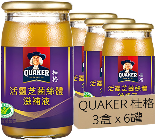 QUAKER 桂格 活靈芝菌絲體滋補液, 6罐, 60ml, 3盒