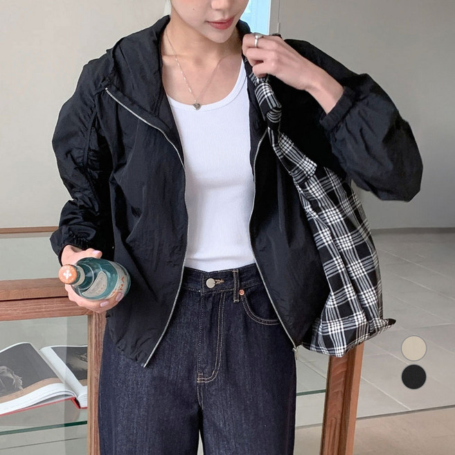 afinar 女款拉克蘭抓皺連帽防風輕量夾克