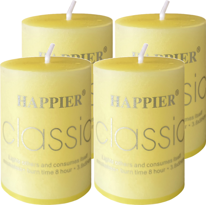 HAPPIER 經典圓柱香薰蠟燭 4個, 檸檬, 80g, 1組