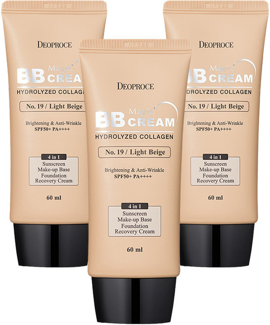 DEOPROCE 迪普詩 魔法BB霜 SPF50+ PA++++, 19號亮米色, 60ml, 3個