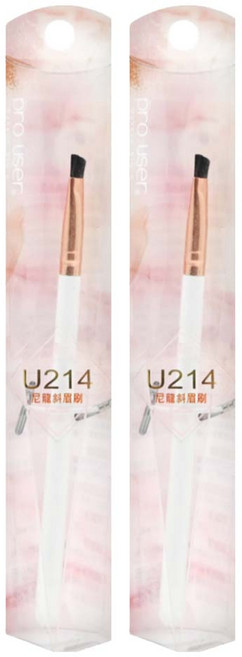 COSMOS pro user 尼龍斜眉刷 U214 刷毛細緻 方便暈開眉彩, 白色, 2支