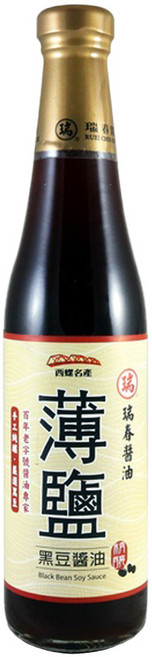 瑞春醬油 薄鹽黑豆醬油 回甘不死鹹, 420ml, 1瓶