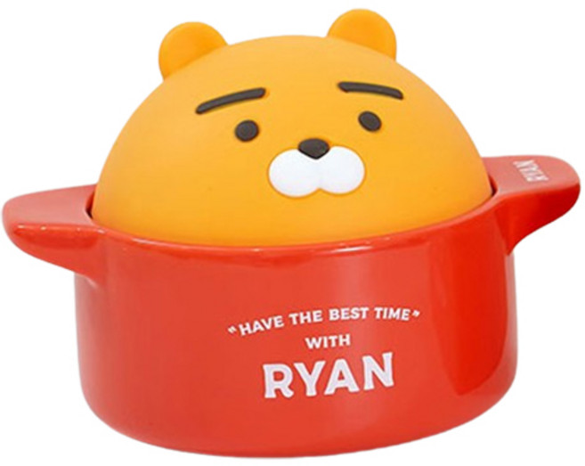 KAKAO FRIENDS Ryan可微波雙握把陶瓷碗, 1個, 混合色