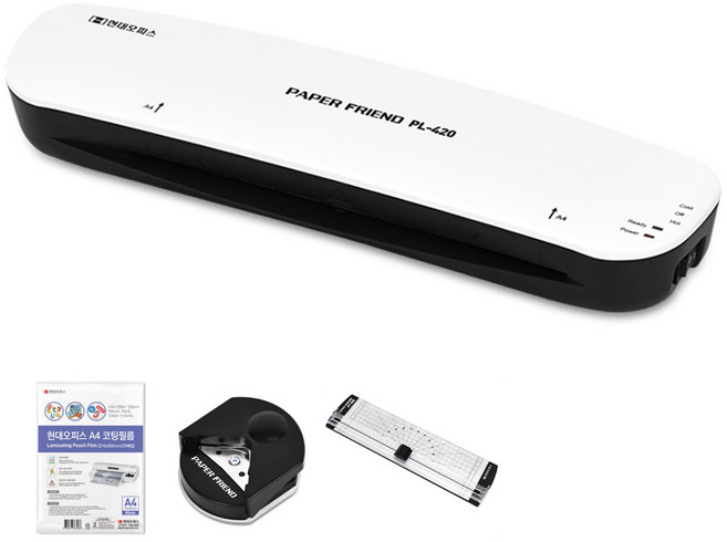 Paper Friend 實惠型 A4護貝機 + A4護貝膜 25張 + 裁紙機 + 圓角器組合, A4, PL-420 (白色)
