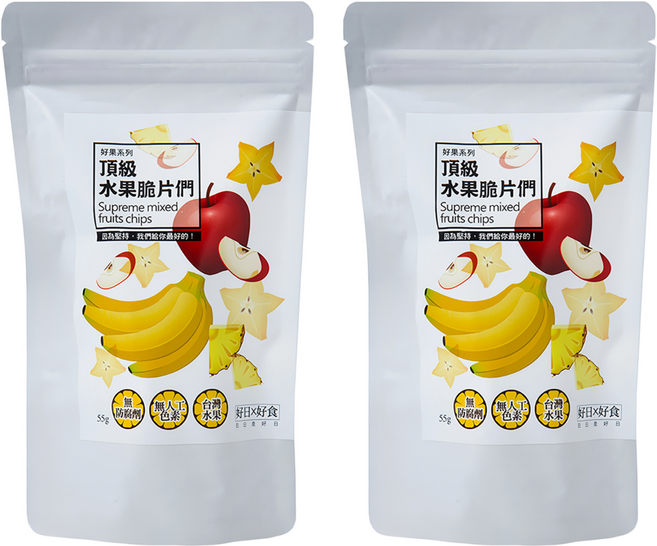 好日好食 好果系列 頂級水果脆片, 55g, 2包