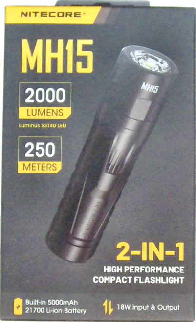 NITECORE 奈特科爾 高亮手電筒 USB-C雙向介面 可行充 2000流明 250米, 黑色, 1個
