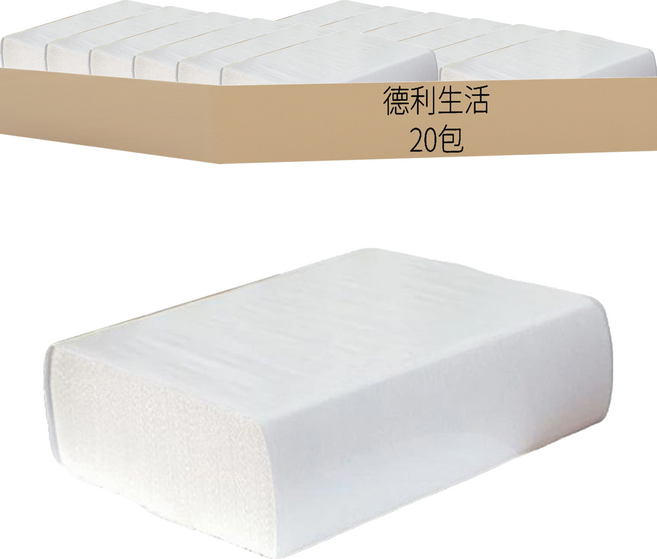 德利生活 商用擦手紙, 1入, 20包