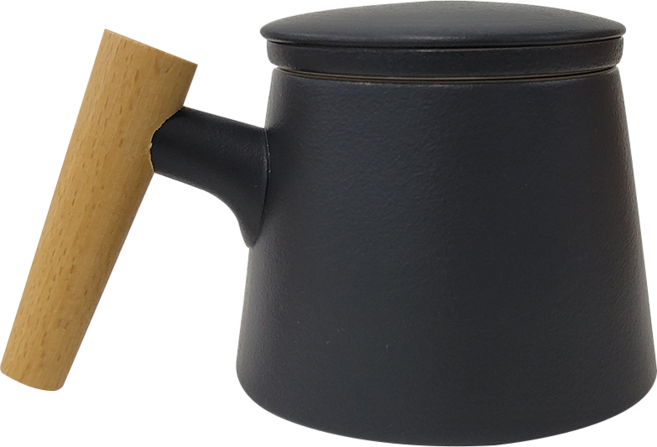 Caldo 卡朵生活 雅致茗茶泡茶磨砂木柄杯, 黑色, 400ml, 1個