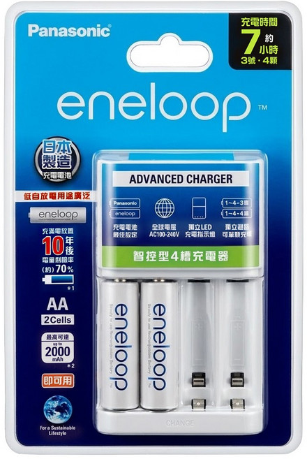 Panasonic eneloop 台灣公司貨 充電組 標準款 BQ-CC17充電器 + 3號電池 2顆, 1組