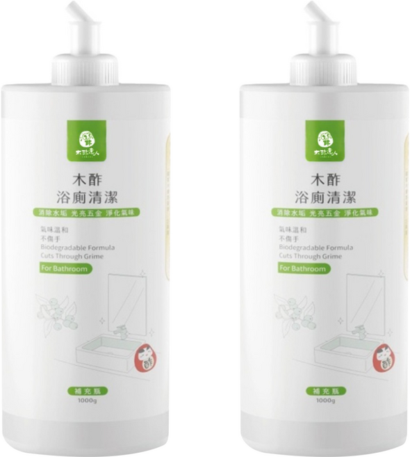 DAWOKO 木酢達人 木酢浴廁清潔補充瓶, 1kg, 2瓶