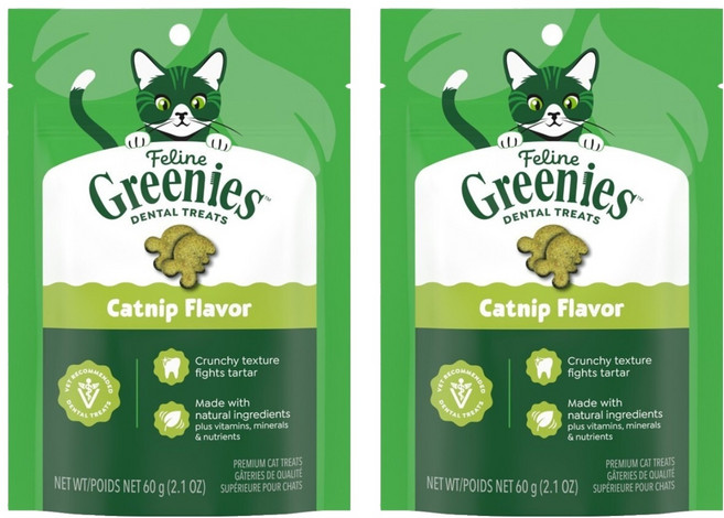 Greenies 健綠 貓咪潔牙餅, 2.1oz, 2個, 舒壓貓薄荷