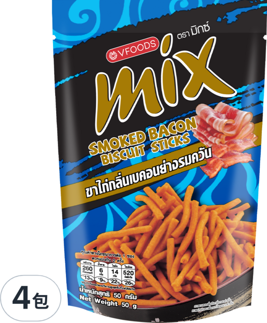 VFOODS Mix 餅乾條 培根味, 50g, 4包