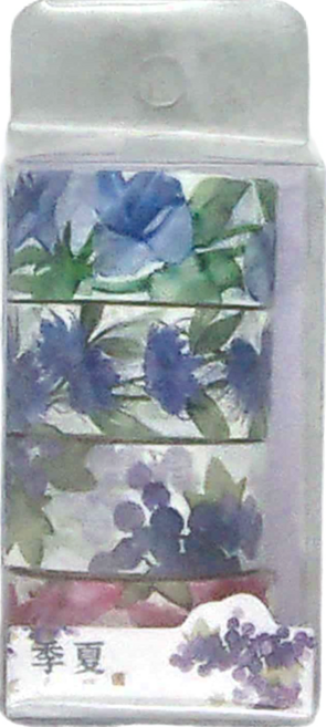 花朝 和紙膠帶 3m x 15mm 4個, 季夏 綜合色, 1組