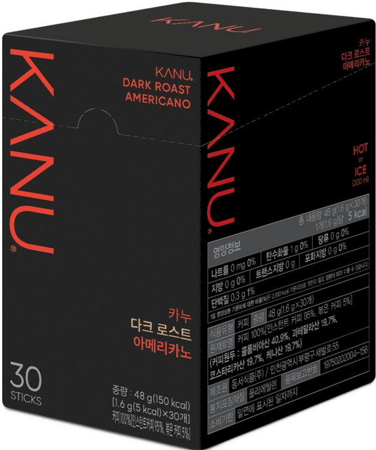 KANU 深焙美式原豆咖啡棒, 1.6g, 30入, 1個