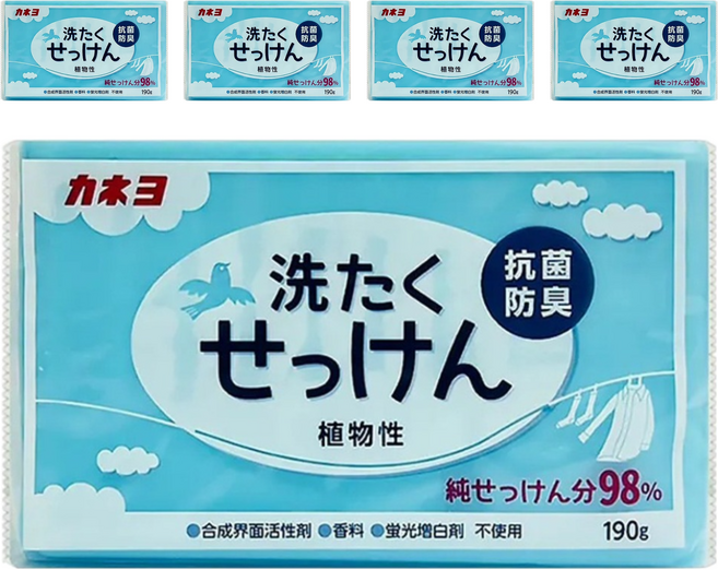 kaneyo 除臭抗菌洗衣皂, 190g, 5個