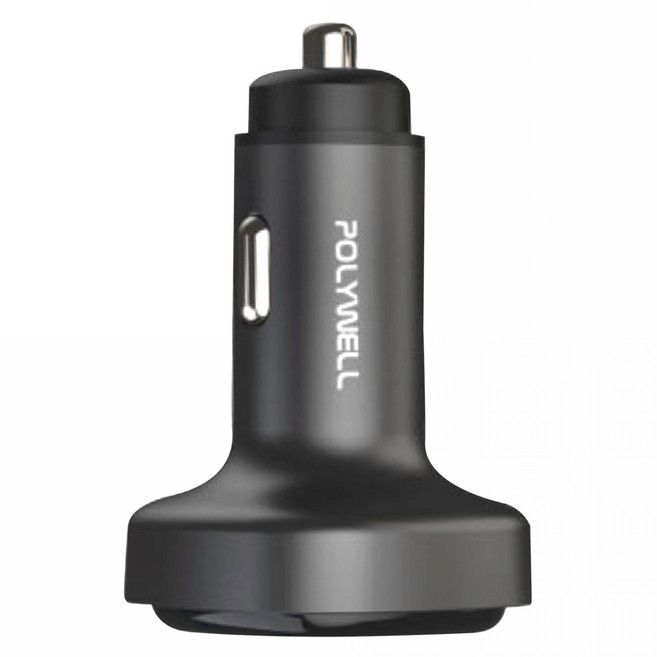 POLYWELL 寶利威爾 66W車用快速充電器 Type-C 2個 + USB-A PD/QC快充 PW15-T05-A171, 黑色, 1個
