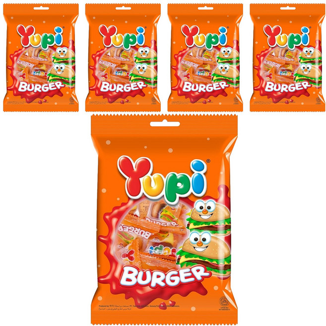 Yupi 漢堡QQ糖, 84g, 5袋