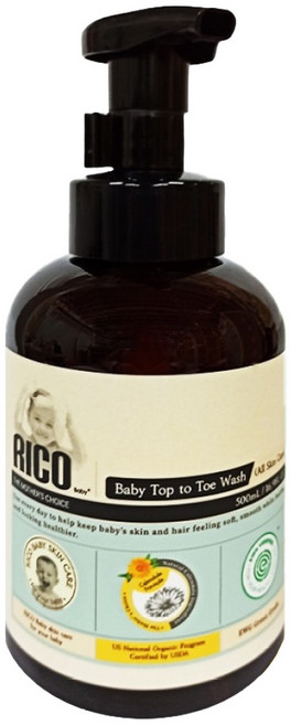 RICO Baby 金盞花 top to toe 寶寶洗髮沐浴慕斯, 500ml, 1瓶