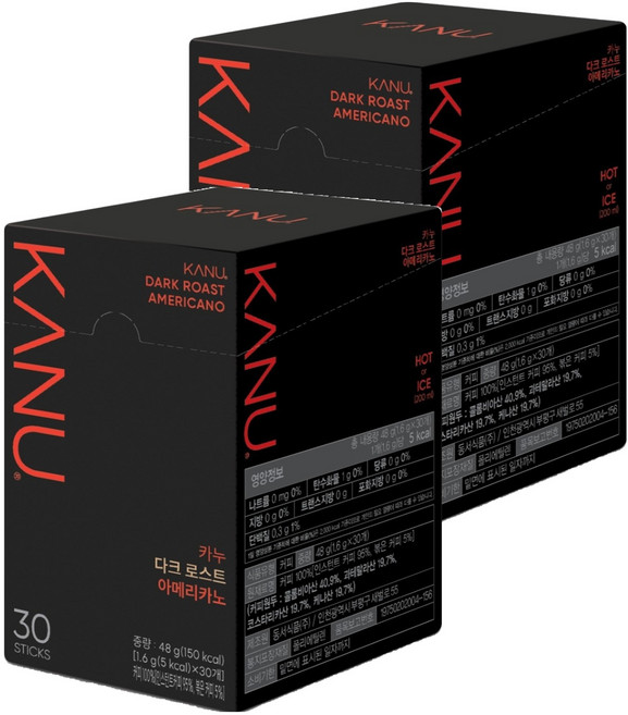 KANU 深度烘焙美式原豆咖啡隨身包, 1.6g, 60入, 1個