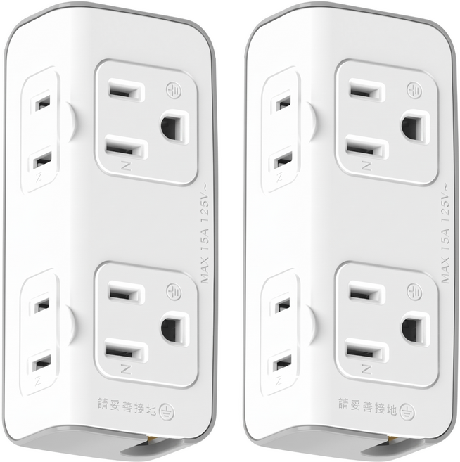 POLYWELL 寶利威爾 2 座 2P + 2 座 3 轉 2 小壁插, 39mm, 白色, 2個